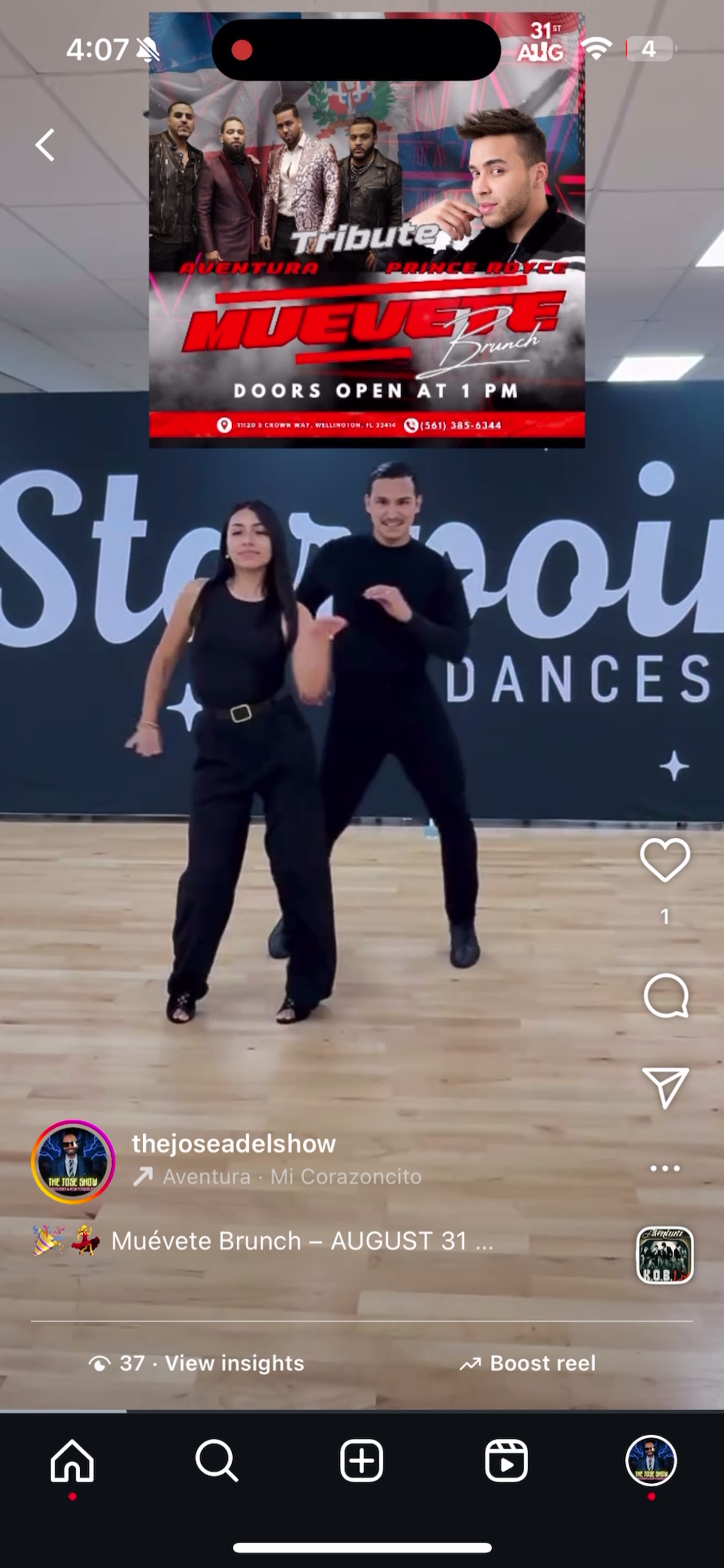 Latin dancers moving on the floor at Muévete Brunch Sunday in WPB